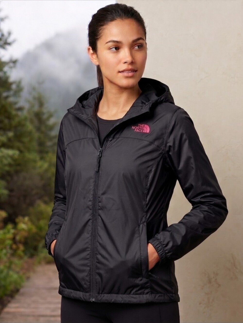 The North Face Black Hooded Windbreaker Jacket